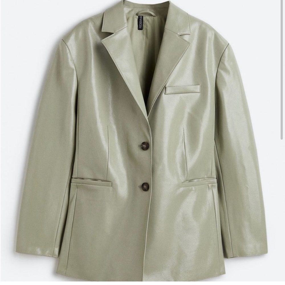 Faux leather oversized blazer